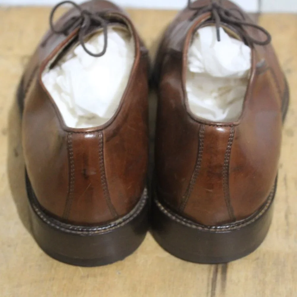 Vito Rufolo Cognac Brown Oxfords Leather Loafers Shoes Made in Italy Men’s
